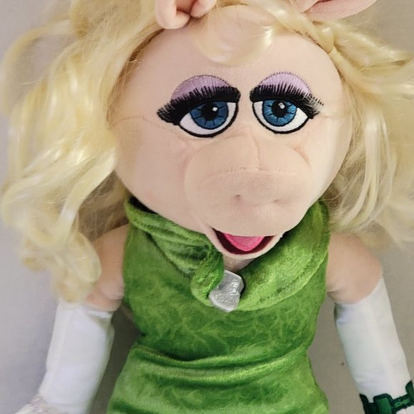 Disney Parks Green Dress Gown The Muppets Miss Piggy Tall Plush Doll 20" - Picture 2 of 16